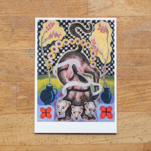 postcard - three headed cheetah